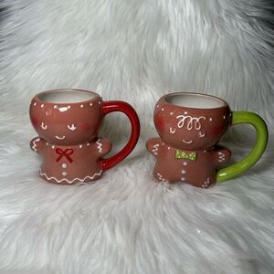 Target Threshold Gingerbread Man Mug Set - Red and Green Handles